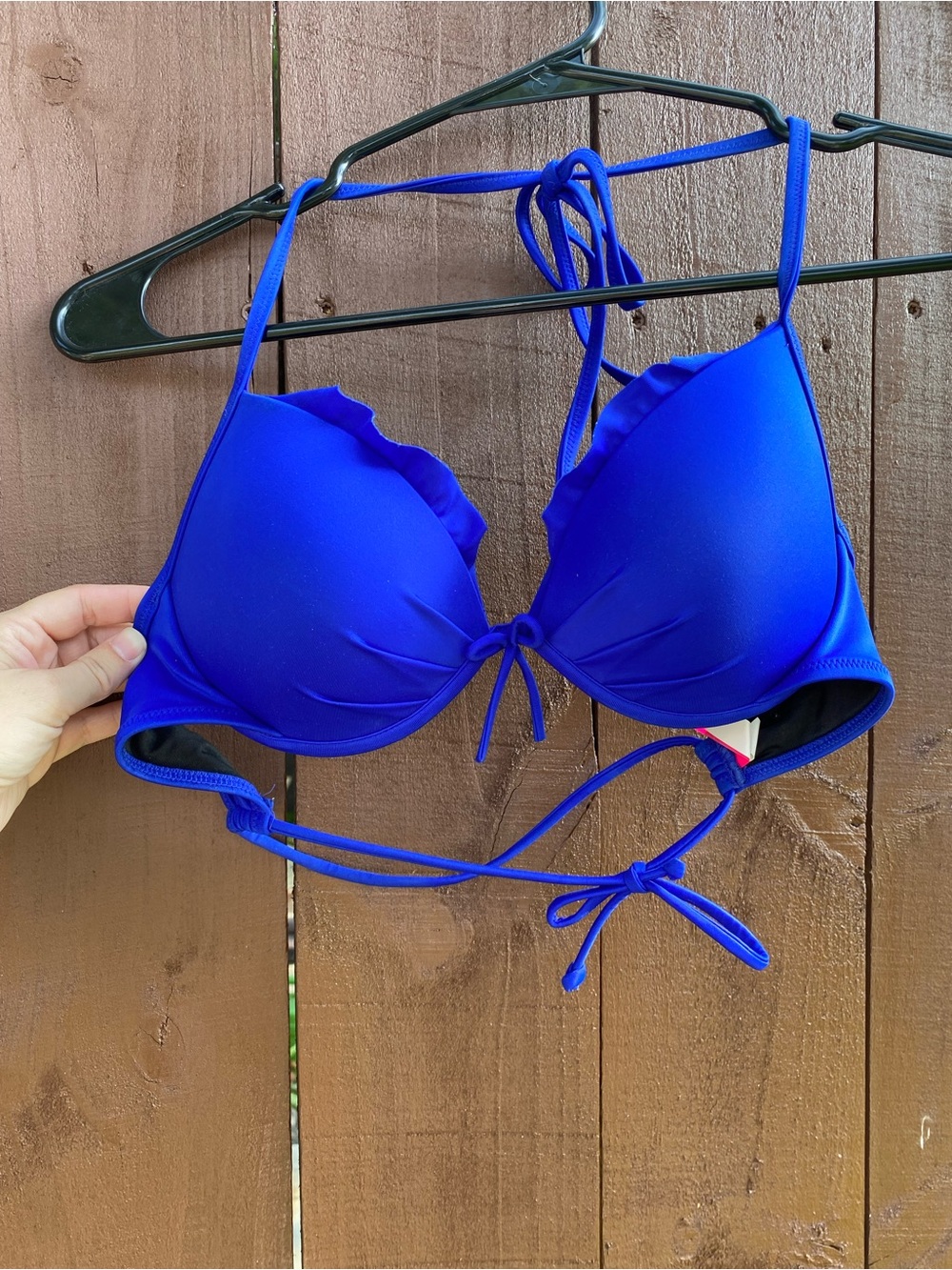 Victoria's Secret Cobalt Blue Bikini Top with Ruffle Edge